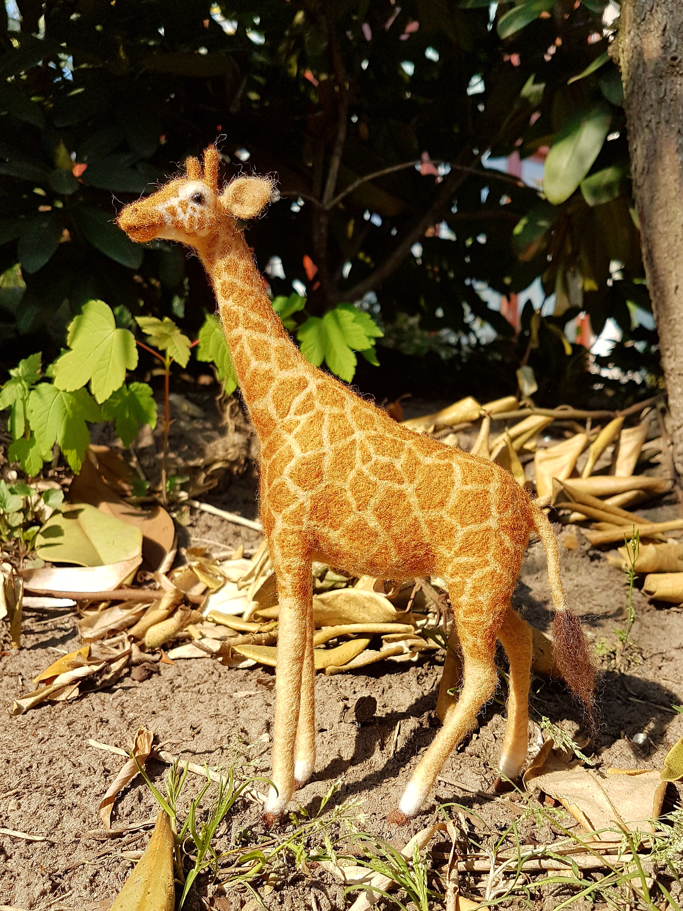 Foto einer Filzfigur: Giraffe